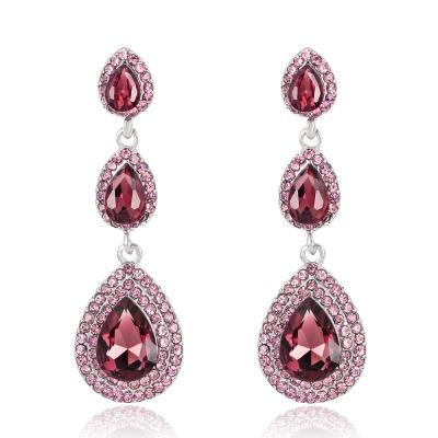 China CLASSIC Rose/White Gold Wing Style Pear Cut Pink Plated Diamond Zirconia Drop Earrings for sale