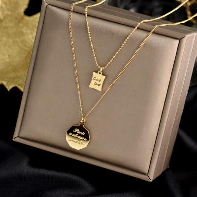 China Fashion new bath need not remove titanium steel necklaces double layered necklace letter pendant for necklace for sale