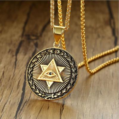 China Hiphop Stainless Steel Egyptian Jewelry Necklace Men's Watch Horus Hexagram Necklace for sale