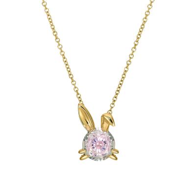 China TRENDY 925 Sterling Silver Necklace Jewelry Gold Plated 2021 Cubic Zirconia Easter Bunny Pendant Necklace For Women Gifts for sale