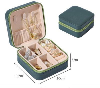 China Portable Box Packaging Double Layer PU Jewelry Storage Box Earring Rings Display Velvet Box Market Box for sale