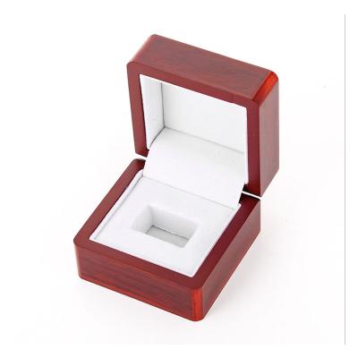 China Wooden Brown Packaging Box Single Hole Box One Hole Presentation Ring Box for sale