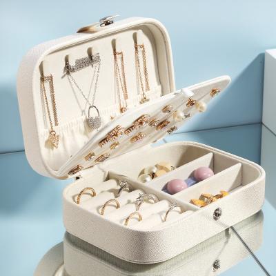 China Box Packaging Double Layer Jewelry Storage Box Earring Rings Velvet Jewelry Box, Market Portable Box for sale