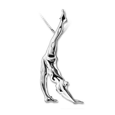 China Casual / Sporty Jewelry Girl Pendant 925 Sterling Silver Yoga Pose Gymnastics Necklace For Women for sale