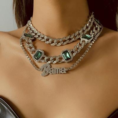 China Hip Hop Women's Cuban Link Chain Choker Necklace Custom Name Jewelry Casual/Sporty for sale