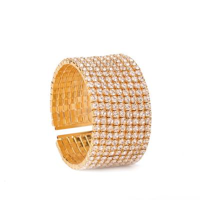 China Trendy Gold Plated Bangle Bracelets Women 9 Layered Crystal Bracelet for sale