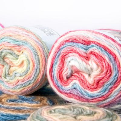 China Popular Abrasion-Resistant Rainbow Cake Yarn Sprayed Cotton Blended Yarn For DIY Knitting And Crocheting for sale