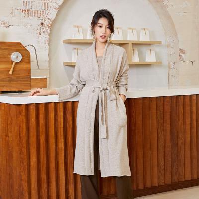 China 100% Cashmere Knitted Cardigan Sweater Basic Design Anti-pilling Woman Long for sale