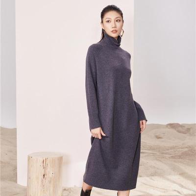 China Wholesale 100% Anti-Wrinkle Anti-Pilling Cashmere Turtle Neck Sweater Sweater Dress For Lady for sale