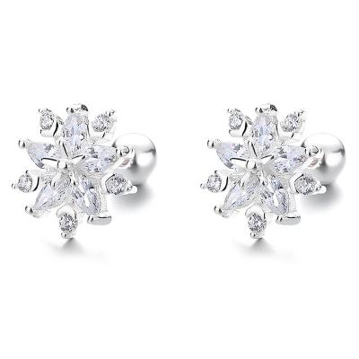 China TRENDY Girls stylish sterling silver 925  luxury designer inspired snowflake zircon ear piercing jewelry for sale