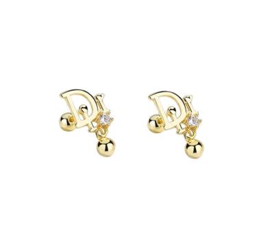 China TRENDY Fine Bridal Jewelry Fashion 925 Silver Letter D Earrings Piercing Jewelry for sale