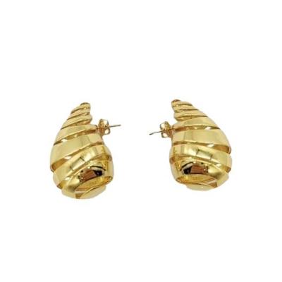 China TRENDY High Quality Trendy Earrings 18k Gold Plated Spiral Hollow Out Water Drop Earrings for sale