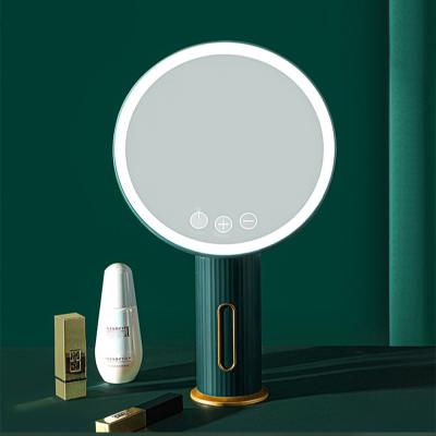 China Round Lighted Makeup Mirror Hollywood Vanity Mirror Lighted Round Mirror with Lights 3-Gear Smart Touch Control Dimmable for sale