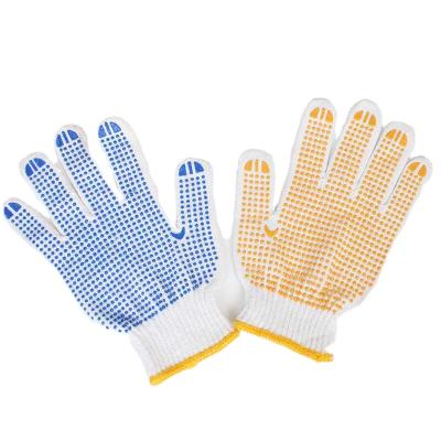 China Shift ; construction ; machinery; factory SHUOYA low price 600-850g work gloves pvc cotton workig glove with dots pvc palm coated gloves for sale