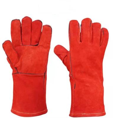 China Long And Short Cowhide Welding Gloves Low Price Labor SHUOYA Scare Cat Welding Gloves Safety Leather Glove for sale