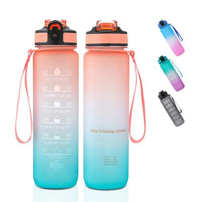 China HOT Sale 32oz Fitness GYM Viable Motivational Tritan Water Bottle With Time Marker And Flip Top for sale