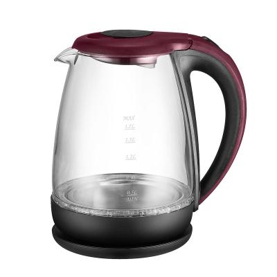 China 360 Degree Base 1.7L Rotating Electric Kettle Glasselectric Glass Ready To Ship Smart Household Automatic Electric Kettle for sale