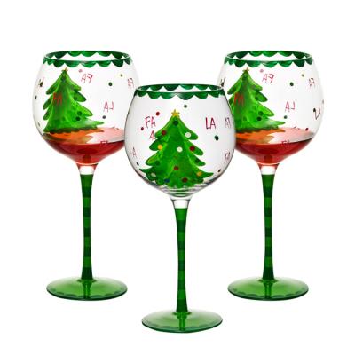 China Viable Crystal Wine Glass Hand Painted Drinking Goblet For Christmas Holiday Party Set Drinking Glassware for sale