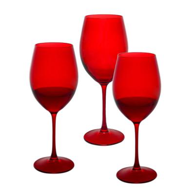 China American Style Wine Glass Set Red Color Handmade Popular Solid Colored Wine Glass Drinking Goblet Set For Wedding Or Party for sale