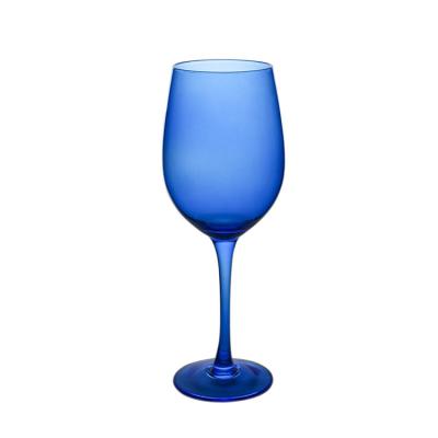 China Minimalist Sprayed Colored Red Wine Glass Goblet Set Crystal Wine Cup Handmade Blue Red Wine Glass Customized Color Logo For Party for sale