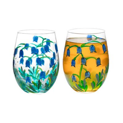 China Wholesale Stemless Drinking Crystal Drinking Water Glass Factory Handmade Wine Glass Goblet Wine Glass Cup Minimalist Hand-painting for sale