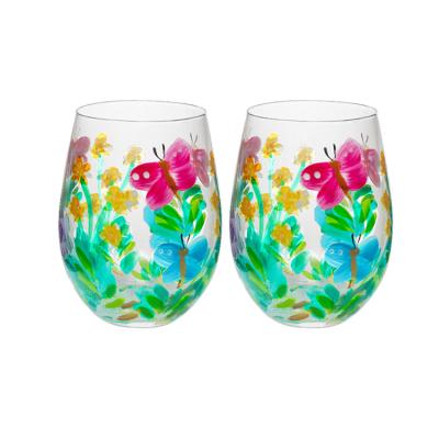 China Handpainting Hand-painting Wine Glass Goblet Set Crystal Drinking Wine Set Cups Factory Wholesale Hand-Blown Glass for sale