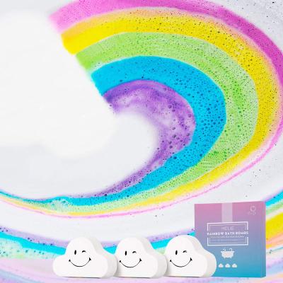 China Custom Logo Relaxing Handmade Fun Fizzy Bubble Colorful Rainbow Cloud Bath Bomb Rainbow for sale