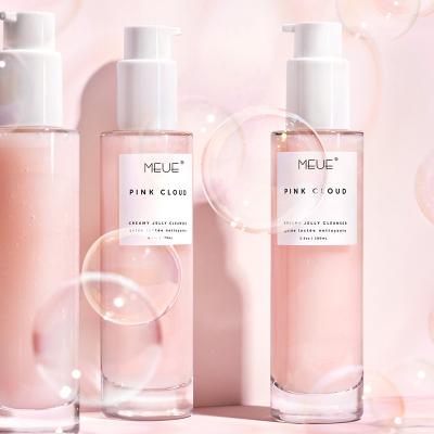 China Private Label Organic Rose Facial Deep Cleansing Gentle Natural Pink Cloud Jelly Cleanser Gel Face Wash for sale