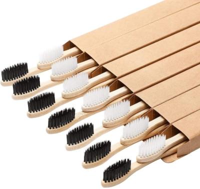 China 4 Pack Disposable Charcoal Bamboo Toothbrush Packs With Travel Case Natural Bristle Toothbrush for sale