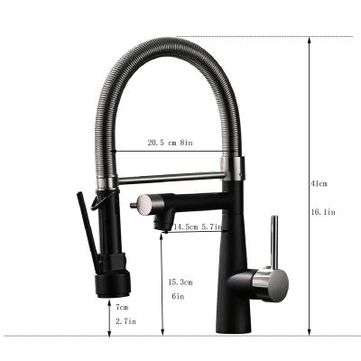 China Pull Out Spray American high pressure taps mixed color Deck Mounted brass spring 2 function kitchen faucet for sink for sale