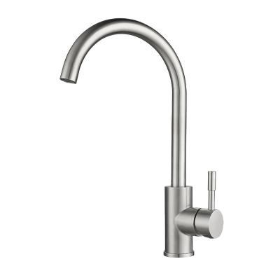 China Other Wholesale 304 Stainless Steel Hot And Cold Water Basin Faucets Brushed Kitchen Sink Faucets Rotating Chrome Sink Faucet Tap for sale