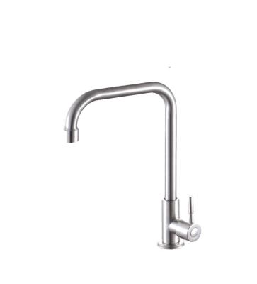 China Other OEM 201 Large Silver Cold Sink Faucet Seven-character Faucets Basin Kitchen Faucet Stainless Steel Quick Opening Faucet for sale