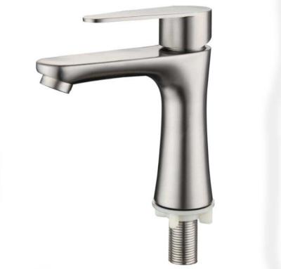 China SUS 304 FAUCET Stainless Steel Bathroom Nickel Metered Single Lever Bathroom Faucets Brushed Waterfall Basin Faucet for sale