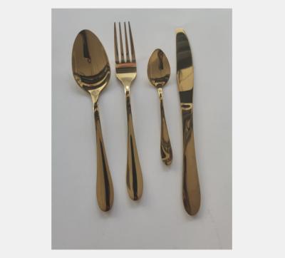 China Sustainable 4 pcs of gold stainless steel cutlery set for sale