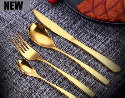 China Sustainable 4 pcs of gold stainless steel cutlery set for sale