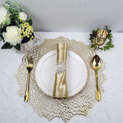 China Gold Stocked Flower Round Place Mat Wedding Luxurious Decorative Place Mat for sale