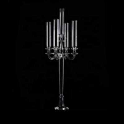 China Weddings 5 ​​Heads K5 Pillar Glass Crystal Candelabra For Wedding for sale