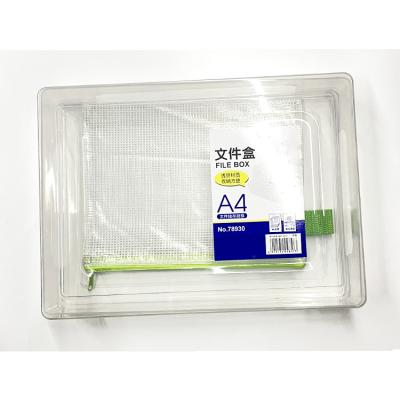 China Plastic Clear Office Stationery File Storage Case Document Paper Filing Box 32*23.5*6.4cm for sale