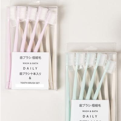 China 10Pcs Disposable Toothbrush Packaging Teeth Whitening Soft Cheap Bamboo Toothbrush Toothbrush for sale