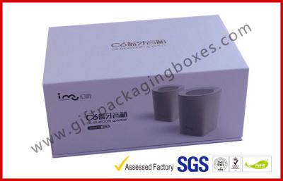 China Blue Tooth Speaker Magnetic Rigid Gift Boxes White And Blue Custom Packaging Boxes for sale