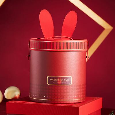 China Custom Bucket New Year Gift Box Portable Cylinder Empty Rigid Gift Boxes for sale