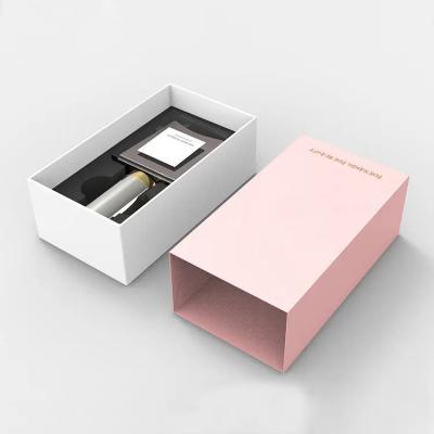 China Tiandi Lid Paper Box Pulling Box White perfume Lipstick Cosmetic Set Packaging Box Custom Aromatherapy Packaging for sale