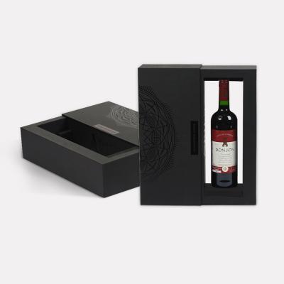 China Customized high-end hardcover red wine gift box, single bottle red wine box, drawer packaging paper box for sale