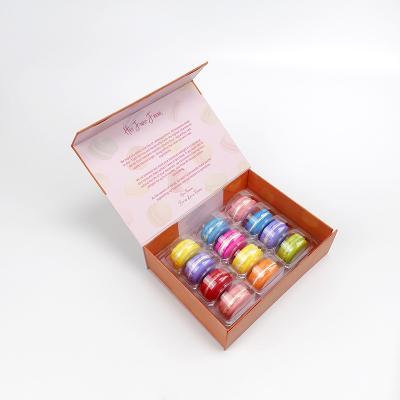 China Custom Macaron Foldable Chocolate Packaging Boxes With Blister Tray for sale