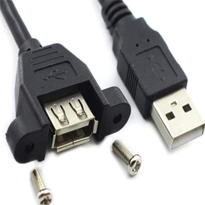 China COMPUTER USB 2.0 Type A Male To A Female Extension Cable Connector With Screws Panel Mount for sale