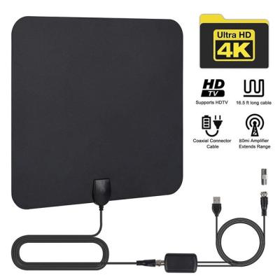 China Indoor Amplified HDTV Antenna ATSC High Gain DVB-T2 50 Miles Digital TV Signal 240X120mm for sale