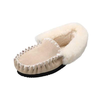 China Keep Warm Winter Leather and Wool House Shoes, Comfortable Fur Lined Women's Shoes for sale