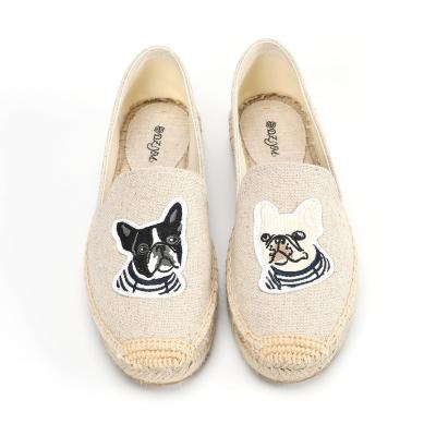 China Anti-odor wearing comfortable casual thick-soled loafers all-match casual shoes ladies canvas cotton fabric shoes jute single shoes for sale