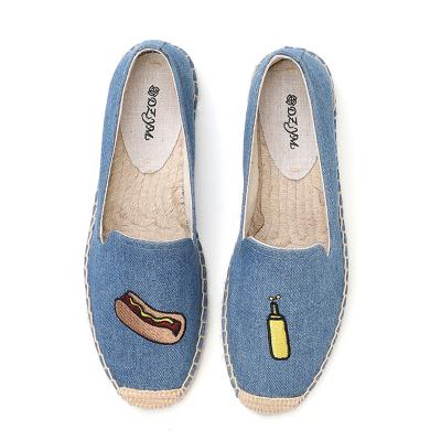 China Smell Personalized Burger And Beer Pattern Women Loafers Fisherman Flat Shoes for sale