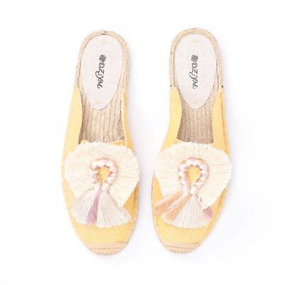 China Summer Fashion Breathable High Quality Custom Tassels Lit Women's Slippers for sale